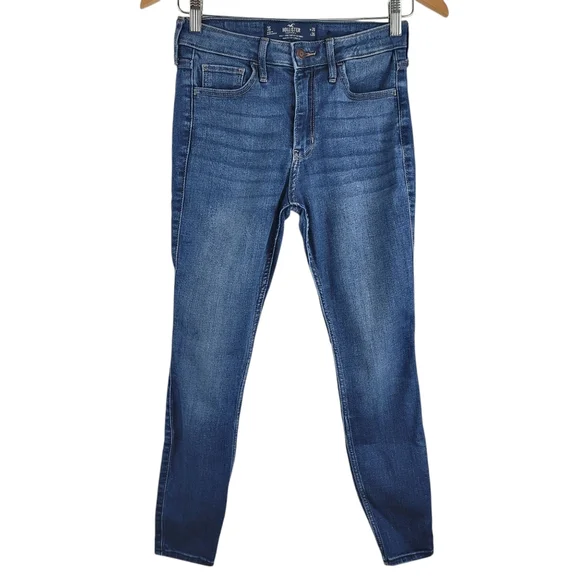 Hollister Jeans Women Size 3 Short Skinny High Rise Dark Wash Blue Denim Casual - Picture 1 of 6